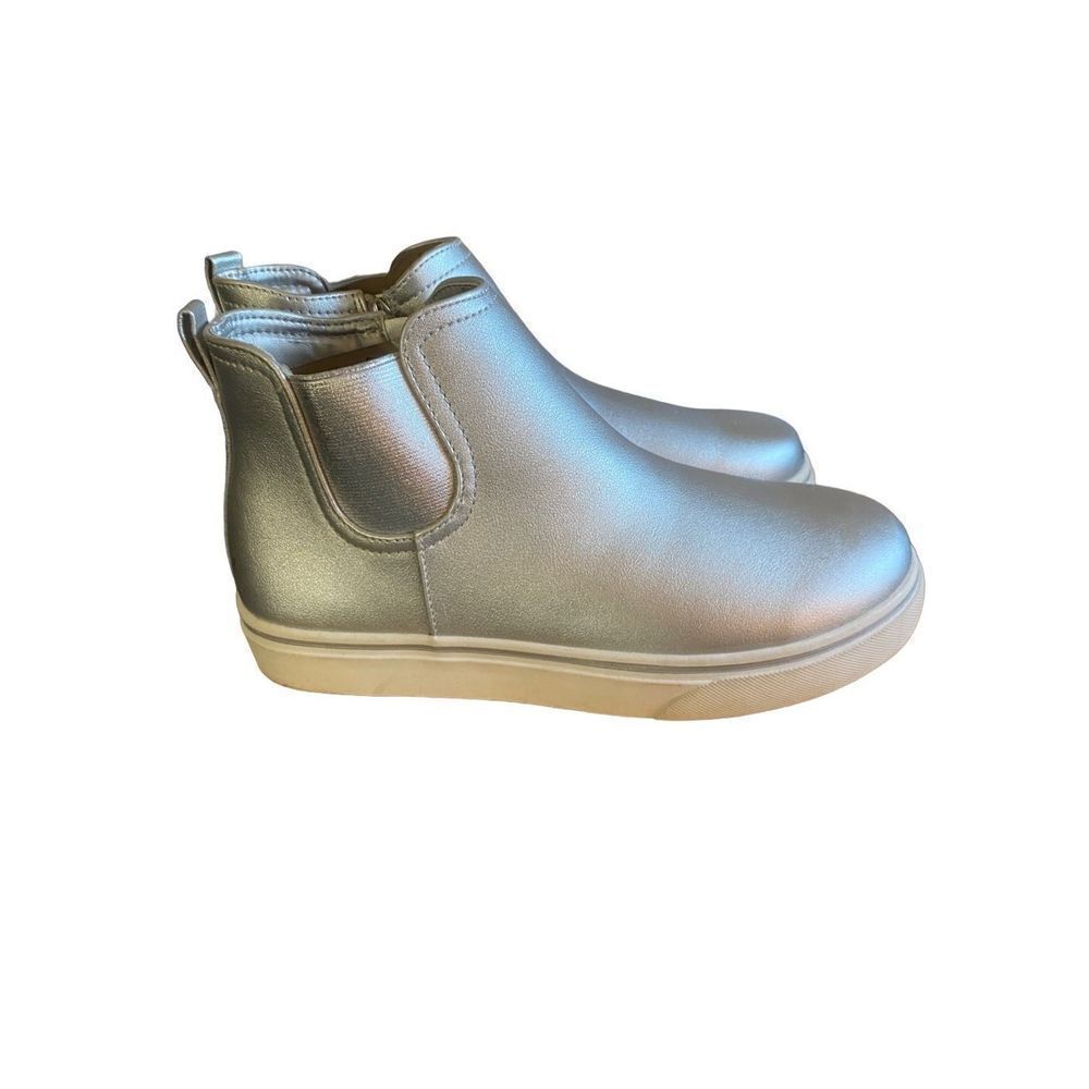 lands end NWT girls youth, silver metallic, zip booties, size 6